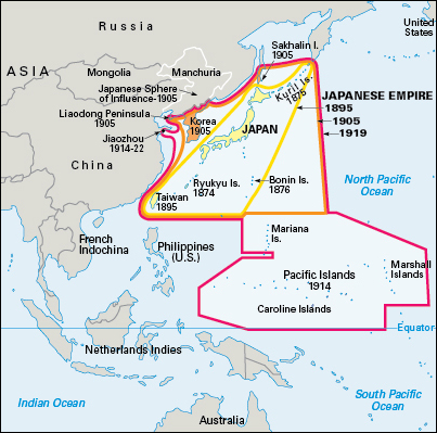 Japanese empire: expansions until 1919