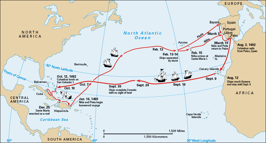 Columbus's first voyage westward