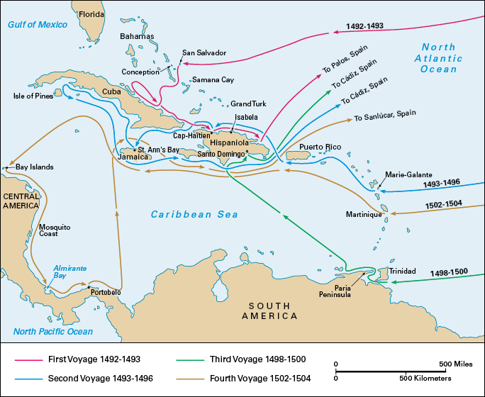 The Genoese explorer Christopher Columbus's voyages