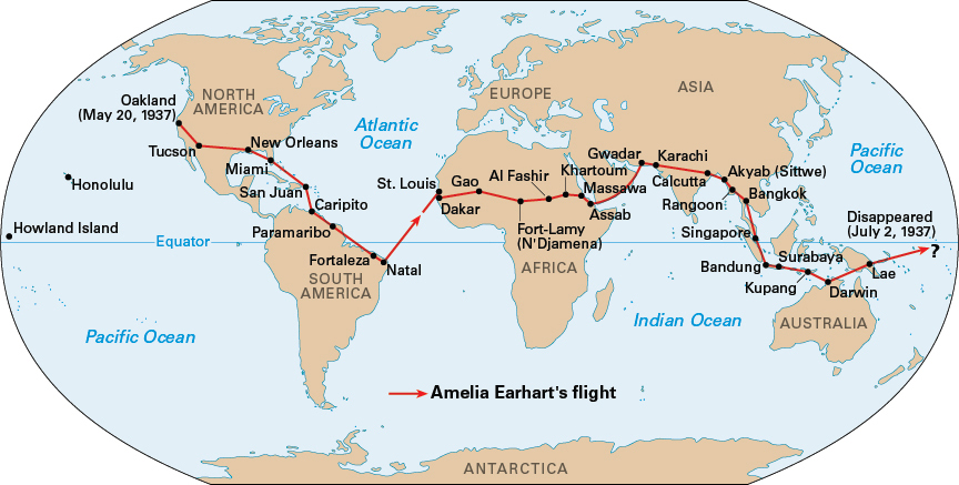 Earhart's attempt to fly around the world