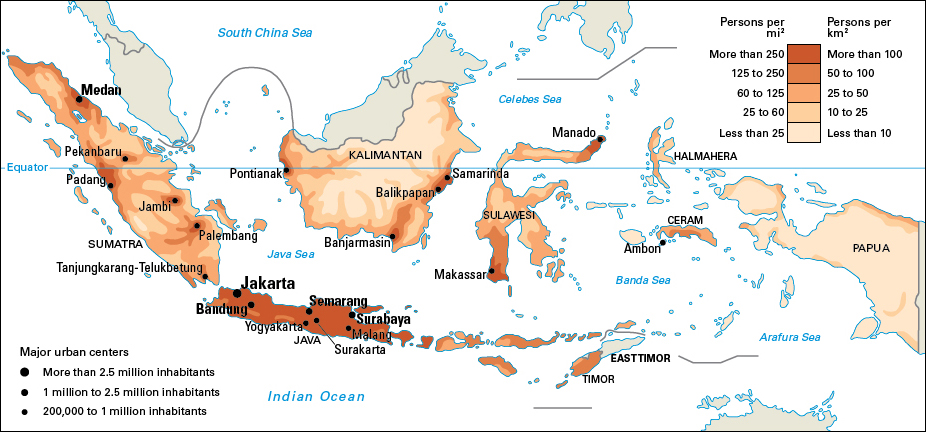 Population density in Indonesia