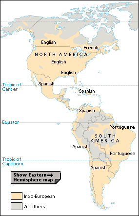 Language regions of the Western Hemisphere