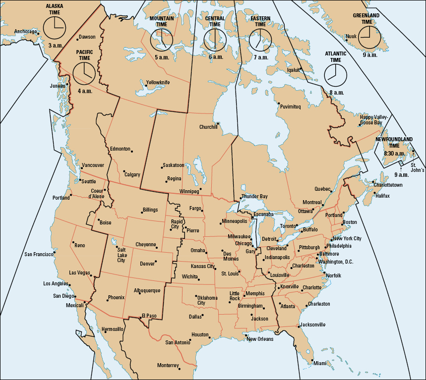 Time zones of North America