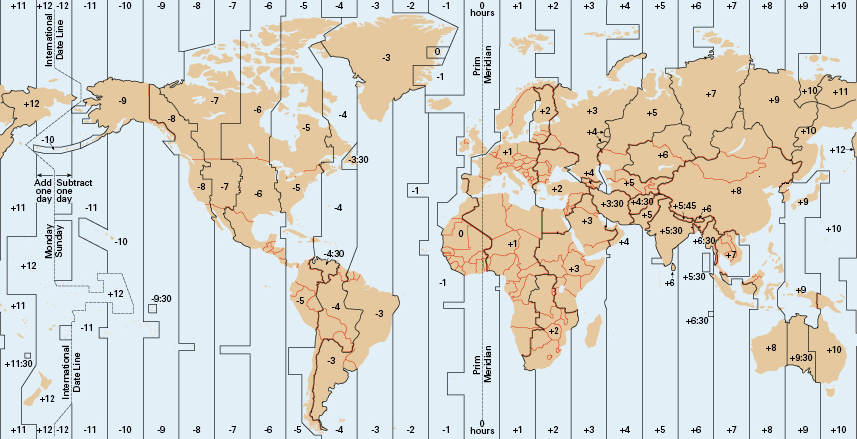 Time zones of the world