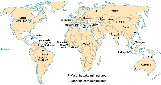 Bauxite mining regions