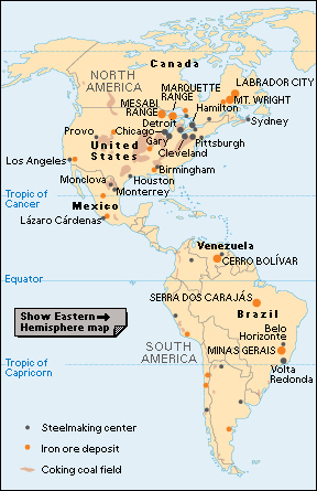 Iron and steel regions of the Western Hemisphere