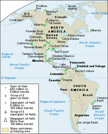 Petroleum and oil regions of Western Hemisphere