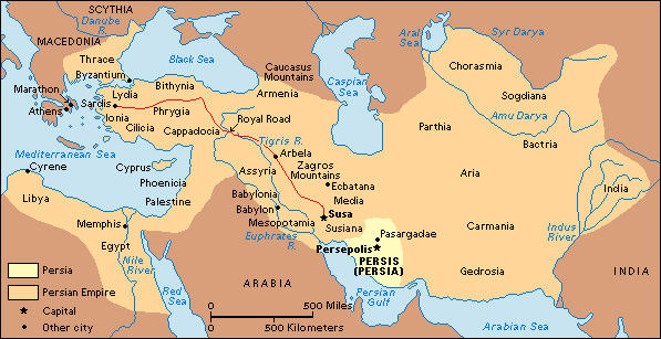 Persian Empire about 500 B.C.