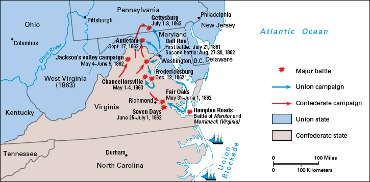 American Civil War: battles and campaigns in the East