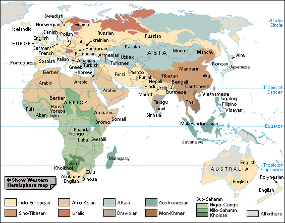 Language regions of the Eastern Hemisphere