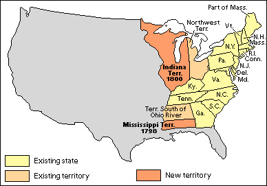 U.S. states and territories under Adams