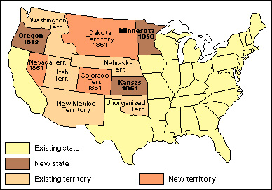 U.S. states and territories under Buchanan