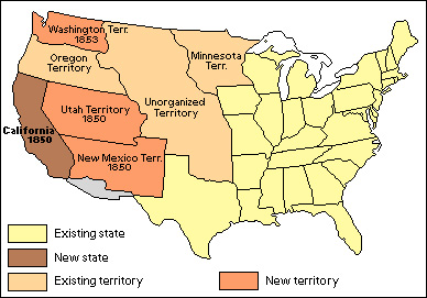 U.S. states and territories under Fillmore