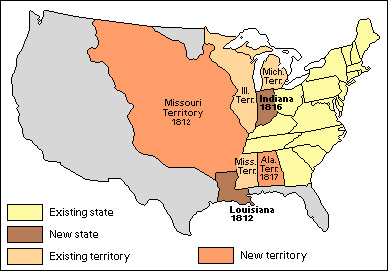 U.S. states and territories under Madison