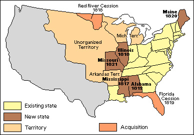 U.S. states and territories under Monroe