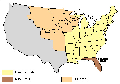 U.S. states and territories under Tyler