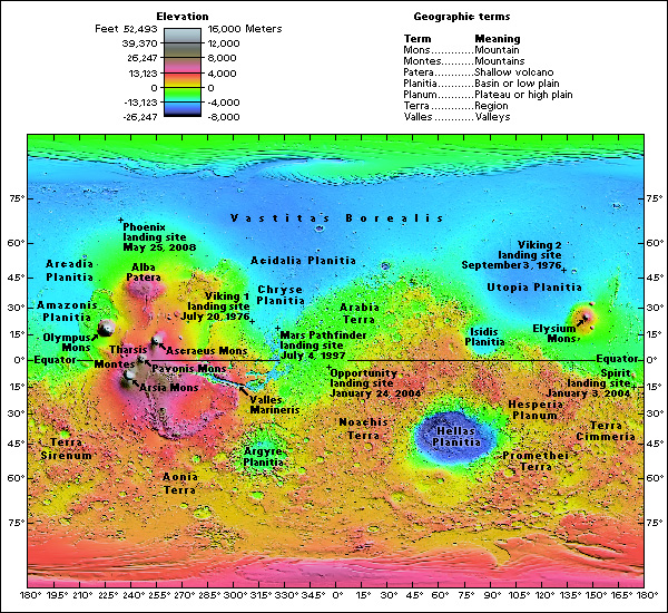 Mars surface map