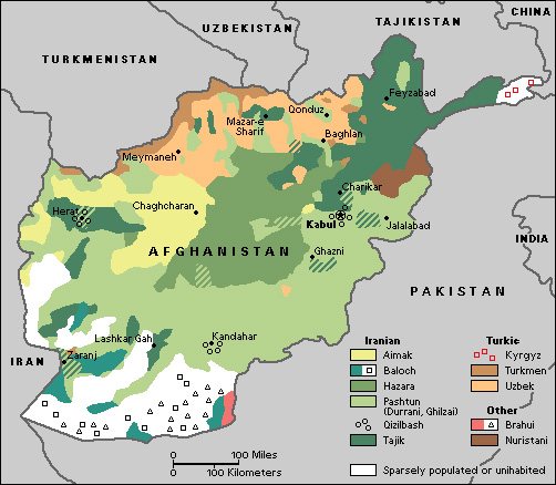 Afghanistan ethnic map