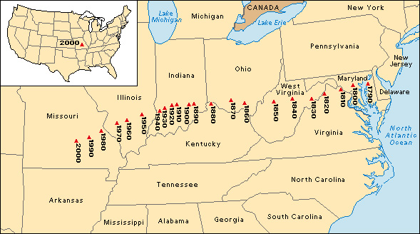 Census of 2000, U.S.: Center of population