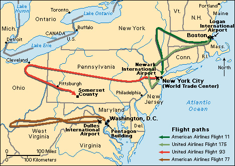 September 11 terrorist attacks - Flight paths