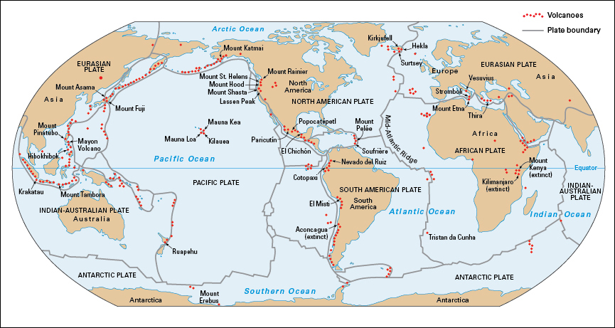 Where volcanoes occur