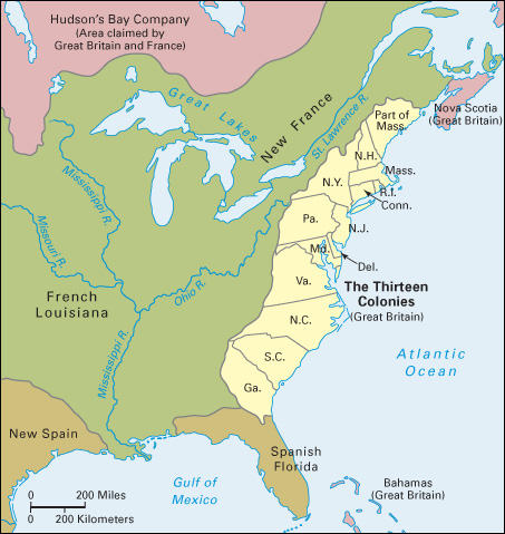 Thirteen Colonies in North America