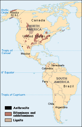 Coal deposits in the Western Hemisphere