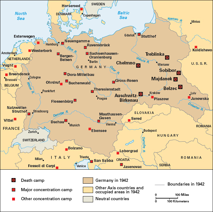 Location of Nazi concentration camps