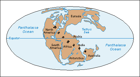 Drifting continents: 200 million years ago