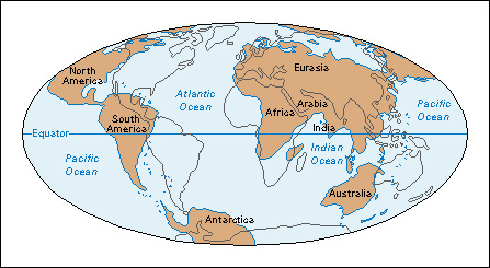 Drifting continents: today and 50 million years from now