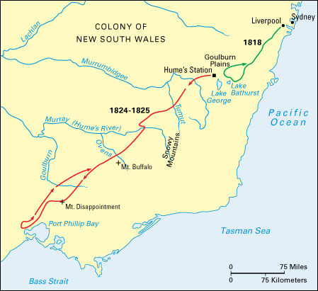 Hamilton Hume exploration map