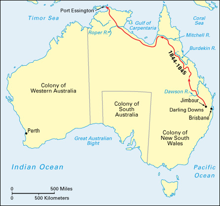 Ludwig Leichhardt exploration map