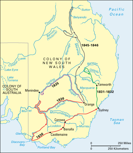 Sir Thomas Livingstone Mitchell exploration map