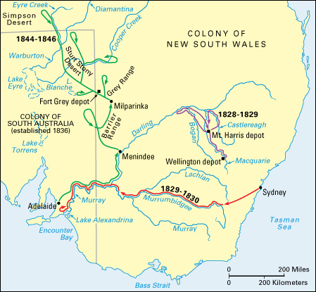 Charles Sturt exploration map