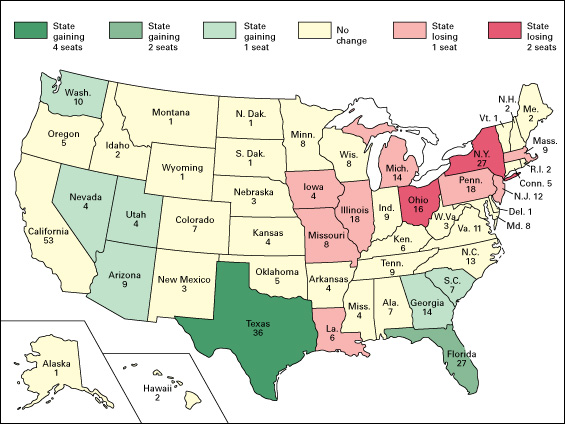 United States census of 2010 - Change in Congress