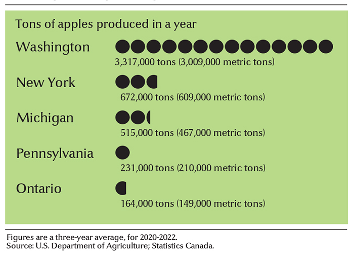 Leading apple-growing states and provinces