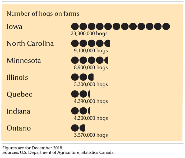 Leading hog-raising states and provinces