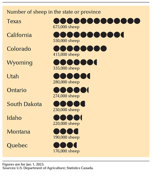 Leading sheep-raising states and provinces