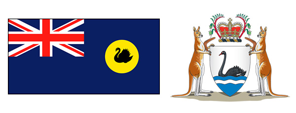 Western Australia flag and coat of arms