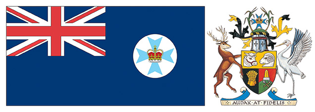 Queensland flag and coat of arms