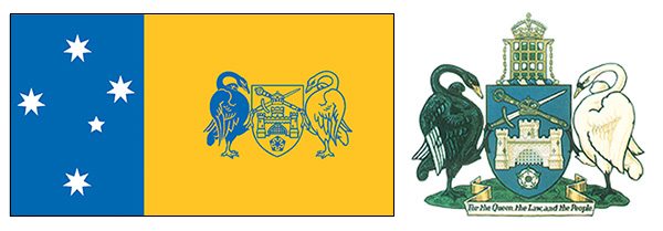 Australian Capital Territory flag and Canberra coat of arms