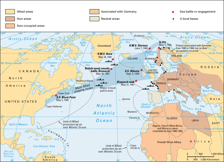 The Battle of the Atlantic during World War II