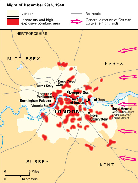 The bombing of London during the Blitz