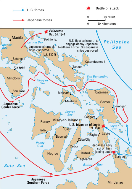 The Battle of Leyte Gulf during World War II