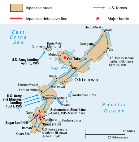 The Battle of Okinawa during World War II