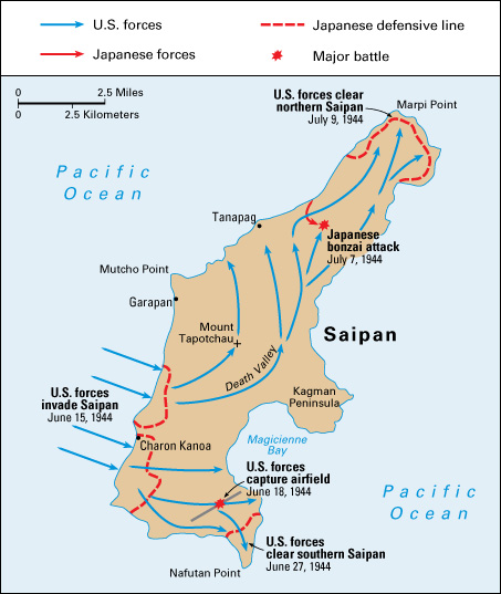 The Battle of Saipan during World War II