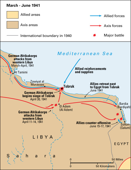 Axis troops strike back at Tobruk