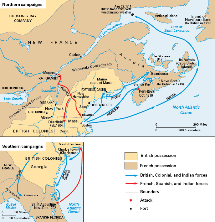 Major campaigns of Queen Anne's War (1702-1713)