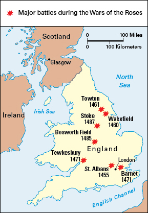 Major battles of the English Wars of the Roses