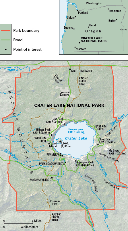 Map of Crater Lake National Park